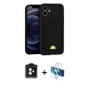 MARSİLYAN™- iPhone 11 Kılıf Vadi Çizgi Prime - Siyah 3D Antistatik Cam Ekran Koruyucu + PVD Metal Kamera Lens - MI