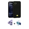MARSİLYAN™- iPhone 11 Kılıf Vadi Çizgi Prime - Siyah 3D Antistatik Cam Ekran Koruyucu + Raze Metal Kamera Lens - MR