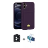 MARSİLYAN™- iPhone 11 Kılıf Vadi Çizgi Prime - Siyah 3D Antistatik Cam Ekran Koruyucu + PVD Metal Kamera Lens - SH
