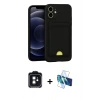 MARSİLYAN™- iPhone 11 Kılıf Vadi Çizgi Prime - Siyah 3D Antistatik Cam Ekran Koruyucu + PVD Metal Kamera Lens - SH