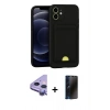 MARSİLYAN™- iPhone 11 Kılıf Vadi Çizgi Prime - Siyah 3D Antistatik Hayalet Cam Ekran Koruyucu + Raze Metal Kamera Lens - MR