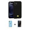 MARSİLYAN™- iPhone 11 Kılıf Vadi Çizgi Prime - Siyah 3D Antistatik Hayalet Cam Ekran Koruyucu + Neon Fosforlu Kamera Lens - YL