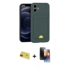 MARSİLYAN™- iPhone 11 Kılıf Vadi Çizgi Prime - Siyah 3D Antistatik Mat Seramik Nano Ekran Koruyucu + Rainbow Kamera Lens Koruma Cam - KI