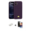 MARSİLYAN™- iPhone 11 Kılıf Vadi Çizgi Prime - Siyah 3D Antistatik Mat Seramik Nano Ekran Koruyucu + Renkli Kamera Lens Koruma Cam - PE