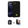 MARSİLYAN™- iPhone 11 Kılıf Vadi Çizgi Prime - Siyah 3D Antistatik Mat Seramik Nano Ekran Koruyucu + PVD Metal Kamera Lens - SH