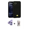 MARSİLYAN™- iPhone 11 Kılıf Vadi Çizgi Prime - Siyah Bilvis 3D Cam Ekran Koruyucu + Raze Metal Kamera Lens - MR
