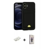 MARSİLYAN™- iPhone 11 Kılıf Vadi Çizgi Prime - Siyah Bilvis 3D Cam Ekran Koruyucu + Sarı Renkli Kamera Lens Koruma Cam
