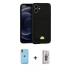 MARSİLYAN™- iPhone 11 Kılıf Vadi Çizgi Prime - Siyah Bilvis 3D Cam Ekran Koruyucu + Neon Fosforlu Kamera Lens - TU
