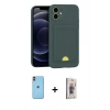 MARSİLYAN™- iPhone 11 Kılıf Vadi Çizgi Prime - Siyah Bilvis 3D Cam Ekran Koruyucu + Neon Fosforlu Kamera Lens - TU