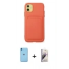 MARSİLYAN™- iPhone 11 Kılıf Vadi Çizgi Prime - Siyah Bilvis 3D Mat Cam Ekran Koruyucu + Neon Fosforlu Kamera Lens - MI