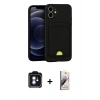 MARSİLYAN™- iPhone 11 Kılıf Vadi Çizgi Prime - Siyah Bilvis 3D Mat Cam Ekran Koruyucu + PVD Metal Kamera Lens - MI