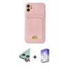 MARSİLYAN™- iPhone 11 Kılıf Vadi Çizgi Prime - Siyah Bilvis 5in1 3D Magic Cam Ekran Koruyucu + Kırmızı Raze Metal Kamera Lens