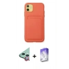 MARSİLYAN™- iPhone 11 Kılıf Vadi Çizgi Prime - Siyah Bilvis 5in1 3D Magic Cam Ekran Koruyucu + Kırmızı Raze Metal Kamera Lens