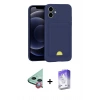 MARSİLYAN™- iPhone 11 Kılıf Vadi Çizgi Prime - Siyah Bilvis 5in1 3D Magic Cam Ekran Koruyucu + Kırmızı Raze Metal Kamera Lens