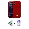 MARSİLYAN™- iPhone 11 Kılıf Vadi Çizgi Prime - Siyah Bilvis 5in1 3D Magic Cam Ekran Koruyucu + Kırmızı Raze Metal Kamera Lens