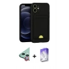 MARSİLYAN™- iPhone 11 Kılıf Vadi Çizgi Prime - Siyah Bilvis 5in1 3D Magic Cam Ekran Koruyucu + Kırmızı Raze Metal Kamera Lens