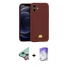MARSİLYAN™- iPhone 11 Kılıf Vadi Çizgi Prime - Siyah Bilvis 5in1 3D Magic Cam Ekran Koruyucu + Kırmızı Raze Metal Kamera Lens