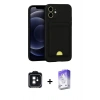 MARSİLYAN™- iPhone 11 Kılıf Vadi Çizgi Prime - Siyah Bilvis 5in1 3D Magic Cam Ekran Koruyucu + PVD Metal Kamera Lens - SH