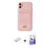 MARSİLYAN™- iPhone 11 Kılıf Vadi Çizgi Prime - Siyah Bilvis 5in1 5D Magic Hayalet Cam Ekran Koruyucu + Pembe Renkli Kamera Lens Koruma Cam