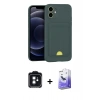 MARSİLYAN™- iPhone 11 Kılıf Vadi Çizgi Prime - Siyah Bilvis 5in1 5D Magic Hayalet Cam Ekran Koruyucu + PVD Metal Kamera Lens - SH