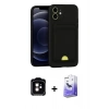 MARSİLYAN™- iPhone 11 Kılıf Vadi Çizgi Prime - Siyah Bilvis 5in1 5D Magic Hayalet Cam Ekran Koruyucu + Turuncu PVD Metal Kamera Lens
