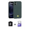 MARSİLYAN™- iPhone 11 Kılıf Vadi Çizgi Prime - Siyah Bilvis 5in1 5D Magic Hayalet Cam Ekran Koruyucu + Turuncu PVD Metal Kamera Lens