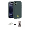 MARSİLYAN™- iPhone 11 Kılıf Vadi Çizgi Prime - Siyah Bilvis Hayalet Cam Ekran Koruyucu + Renkli Kamera Lens Koruma Cam - SI