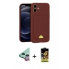 MARSİLYAN™- iPhone 11 Kılıf Vadi Çizgi Prime - Siyah Buffer Cam Ekran Koruyucu + Kırmızı Raze Metal Kamera Lens