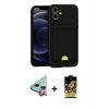 MARSİLYAN™- iPhone 11 Kılıf Vadi Çizgi Prime - Siyah Buffer Cam Ekran Koruyucu + Kırmızı Raze Metal Kamera Lens