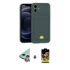 MARSİLYAN™- iPhone 11 Kılıf Vadi Çizgi Prime - Siyah Buffer Cam Ekran Koruyucu + Kırmızı Raze Metal Kamera Lens