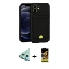 MARSİLYAN™- iPhone 11 Kılıf Vadi Çizgi Prime - Siyah Buffer Cam Ekran Koruyucu + Mavi Raze Metal Kamera Lens