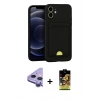 MARSİLYAN™- iPhone 11 Kılıf Vadi Çizgi Prime - Siyah Buffer Cam Ekran Koruyucu + Raze Metal Kamera Lens - MR