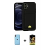 MARSİLYAN™- iPhone 11 Kılıf Vadi Çizgi Prime - Siyah Buffer Cam Ekran Koruyucu + Neon Fosforlu Kamera Lens - TU