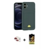 MARSİLYAN™- iPhone 11 Kılıf Vadi Çizgi Prime - Siyah Buffer Cam Ekran Koruyucu + Pers Alüminyum Kamera Lens - KI