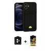 MARSİLYAN™- iPhone 11 Kılıf Vadi Çizgi Prime - Siyah Buffer Cam Ekran Koruyucu + PVD Metal Kamera Lens - TU