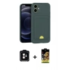 MARSİLYAN™- iPhone 11 Kılıf Vadi Çizgi Prime - Siyah Buffer Cam Ekran Koruyucu + PVD Metal Kamera Lens - TU