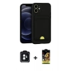 MARSİLYAN™- iPhone 11 Kılıf Vadi Çizgi Prime - Siyah Buffer Cam Ekran Koruyucu + PVD Metal Kamera Lens - YL