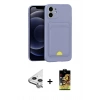 MARSİLYAN™- iPhone 11 Kılıf Vadi Çizgi Prime - Siyah Buffer Cam Ekran Koruyucu + Raze Metal Kamera Lens - GS