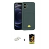 MARSİLYAN™- iPhone 11 Kılıf Vadi Çizgi Prime - Siyah Buffer Cam Ekran Koruyucu + Renkli Kamera Lens Koruma Cam - TU