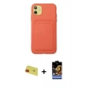 MARSİLYAN™- iPhone 11 Kılıf Vadi Çizgi Prime - Siyah Buffer Hayalet Cam Ekran Koruyucu + Kırmızı Rainbow Kamera Lens Koruma Cam