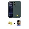 MARSİLYAN™- iPhone 11 Kılıf Vadi Çizgi Prime - Siyah Buffer Hayalet Cam Ekran Koruyucu + Kırmızı Rainbow Kamera Lens Koruma Cam