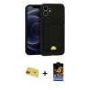 MARSİLYAN™- iPhone 11 Kılıf Vadi Çizgi Prime - Siyah Buffer Hayalet Cam Ekran Koruyucu + Kırmızı Rainbow Kamera Lens Koruma Cam