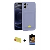 MARSİLYAN™- iPhone 11 Kılıf Vadi Çizgi Prime - Siyah Buffer Hayalet Cam Ekran Koruyucu + Kırmızı Rainbow Kamera Lens Koruma Cam