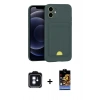 MARSİLYAN™- iPhone 11 Kılıf Vadi Çizgi Prime - Siyah Buffer Hayalet Cam Ekran Koruyucu + PVD Metal Kamera Lens - MI