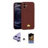 MARSİLYAN™- iPhone 11 Kılıf Vadi Çizgi Prime - Siyah Buffer Hayalet Cam Ekran Koruyucu + Mor Raze Metal Kamera Lens