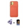 MARSİLYAN™- iPhone 11 Kılıf Vadi Çizgi Prime - Siyah Buffer Hayalet Cam Ekran Koruyucu + Mor Raze Metal Kamera Lens