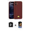 MARSİLYAN™- iPhone 11 Kılıf Vadi Çizgi Prime - Siyah Buffer Hayalet Cam Ekran Koruyucu + PVD Metal Kamera Lens - TU