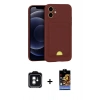 MARSİLYAN™- iPhone 11 Kılıf Vadi Çizgi Prime - Siyah Buffer Hayalet Cam Ekran Koruyucu + PVD Metal Kamera Lens - YL