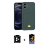 MARSİLYAN™- iPhone 11 Kılıf Vadi Çizgi Prime - Siyah Buffer Hayalet Cam Ekran Koruyucu + PVD Metal Kamera Lens - TU