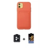 MARSİLYAN™- iPhone 11 Kılıf Vadi Çizgi Prime - Siyah Buffer Hayalet Cam Ekran Koruyucu + PVD Metal Kamera Lens - SH